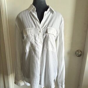 Aritzia Babaton White Striped Women’s Shirt, Small